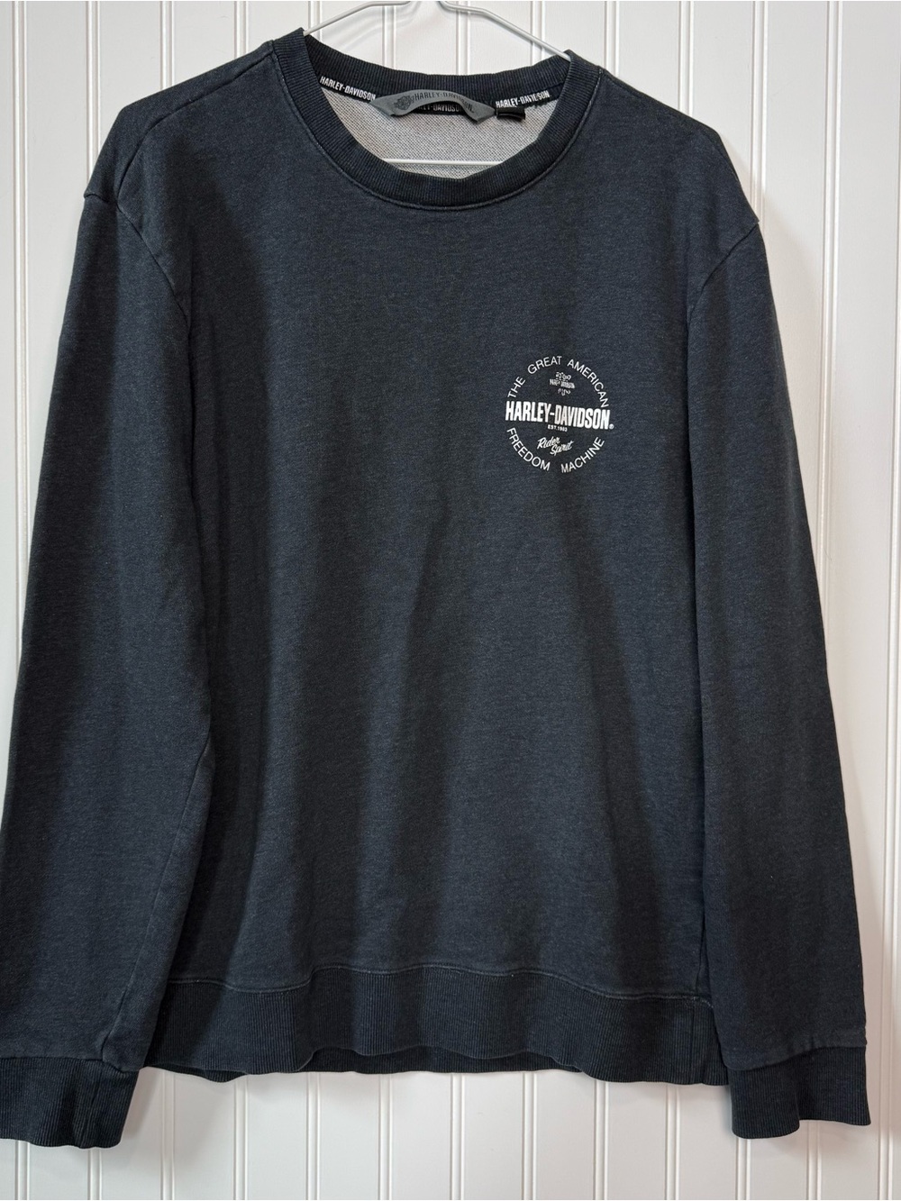Harley Davidson Freedom Machine Crewneck Sweatshirt Black Men’s Medium Slim